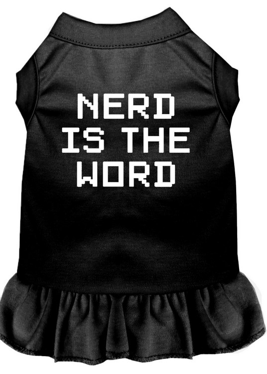 Nerd is the Word Screen Print Dress Black Sm